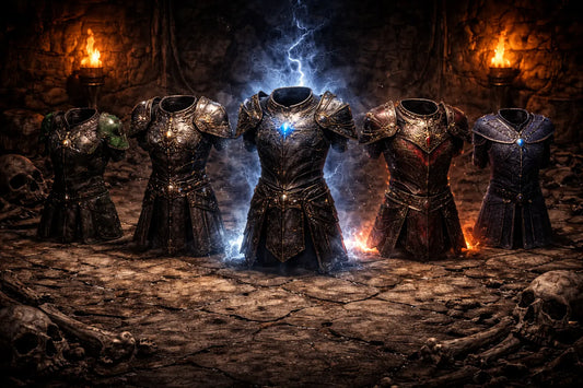 Best armor for Lightning Fury Amazon (Javazon) in Diablo 2 Resurrected, shown in a dark fantasy style