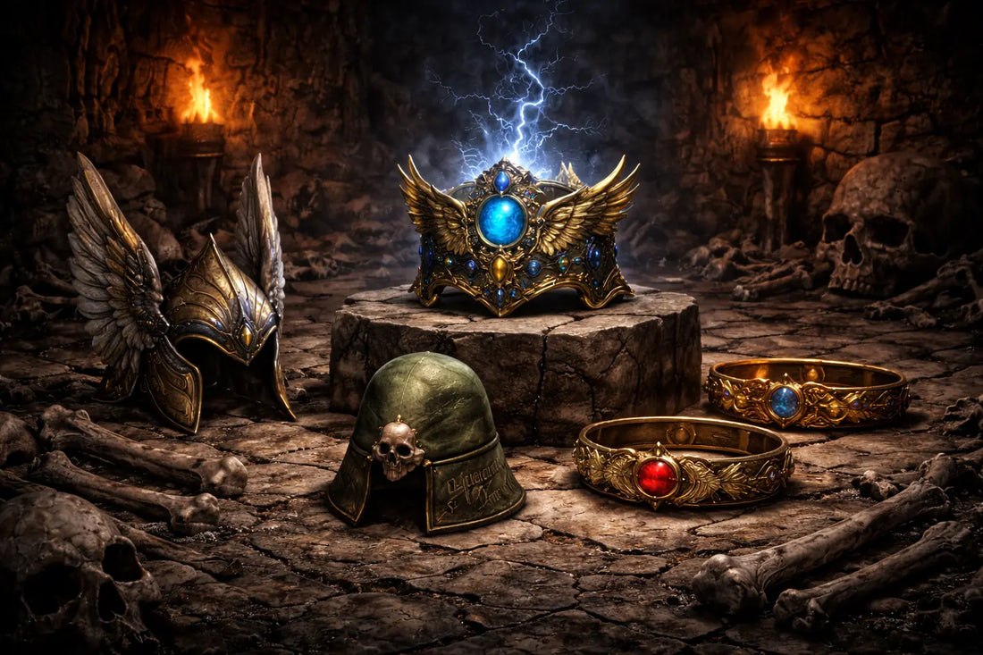 Best helm for Lightning Fury Amazon (Javazon) in Diablo 2 Resurrected, shown in a dark fantasy style