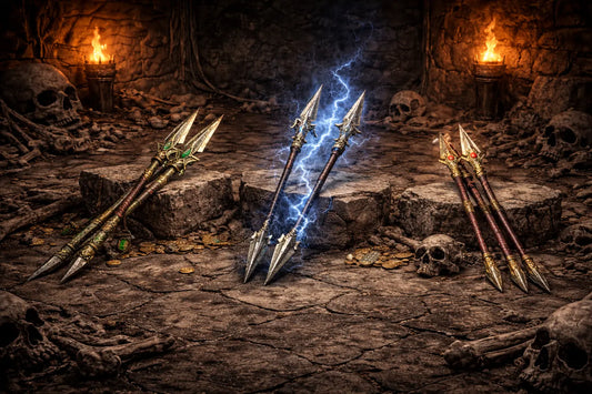 Best weapons for Lightning Fury Amazon (Javazon) in Diablo 2 Resurrected, including javelin options shown in a dark fantasy style