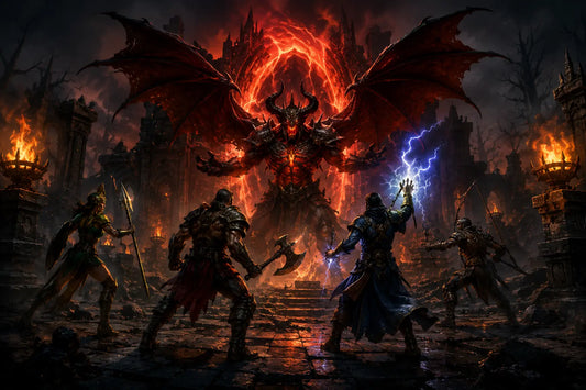 Diablo 2 Resurrected Ladder Season 15 dark fantasy battle scene