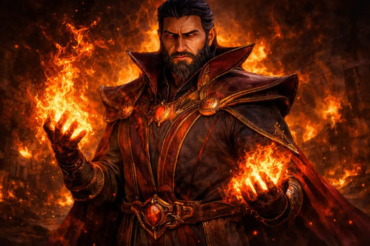 Fire Warlock casting blazing fire magic in Diablo 2 Resurrected Reign of the Warlock