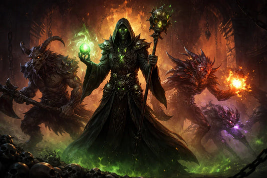 Summoner Warlock commanding demons in Diablo 2 Resurrected Reign of the Warlock
